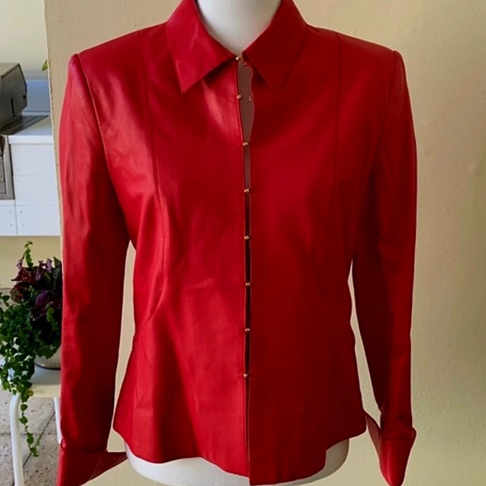 Womens Carlisle Red Leather Jacket